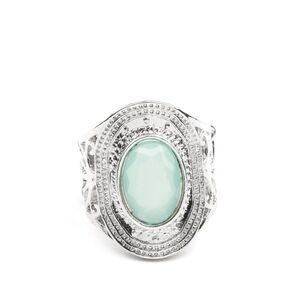 Paparazzi Silver Cocktail Ring Blue Oval Tint Gem Calm and Classy Fashion Jewels